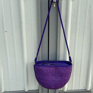 Purple Straw Shoulder Bag